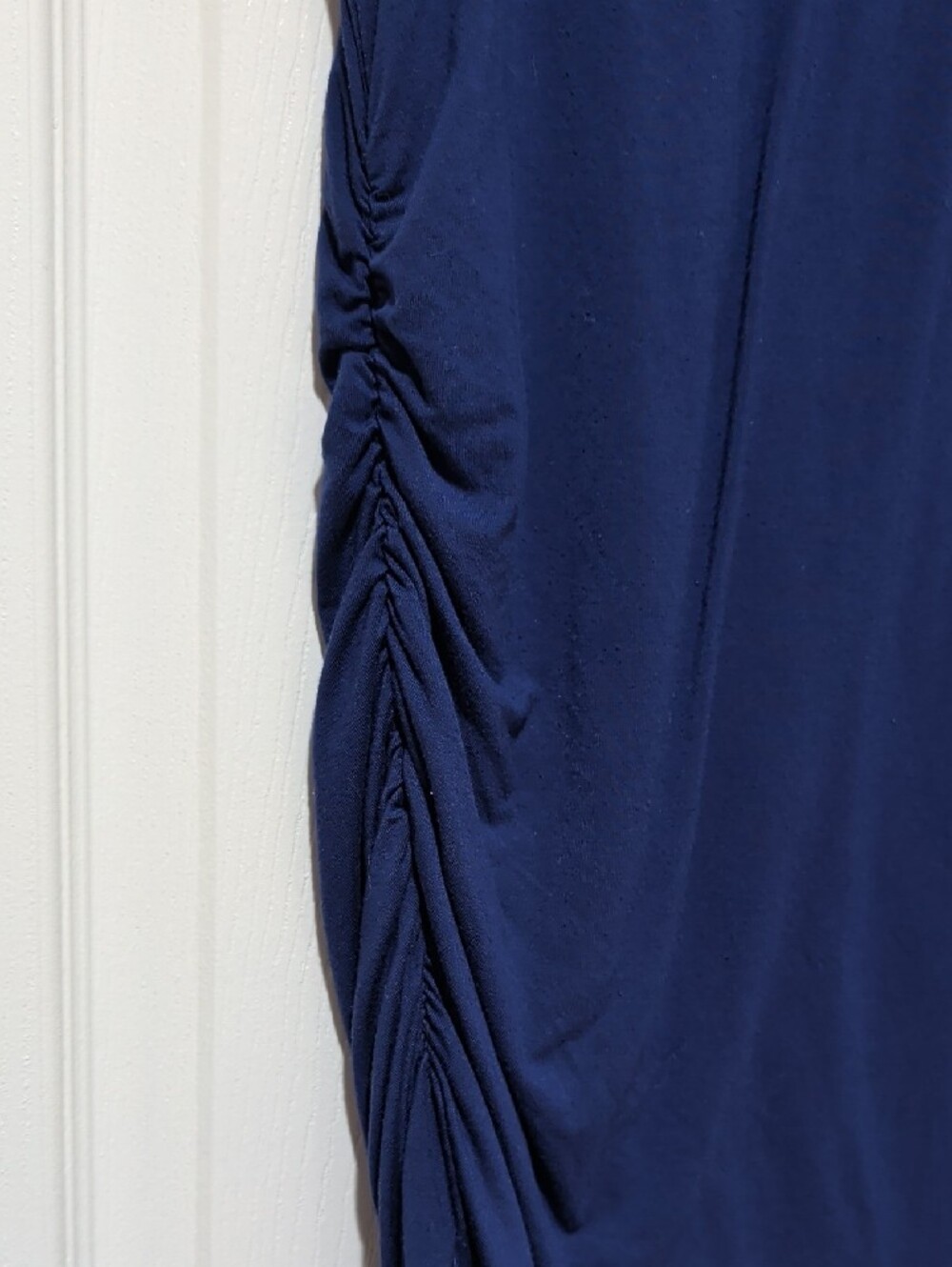 Maternity V-Neck Navy Ruched Side Top - Picture 3 of 5